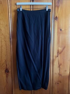 Vintage 90s Gap Black Wrap Maxi Minimalist Skirt